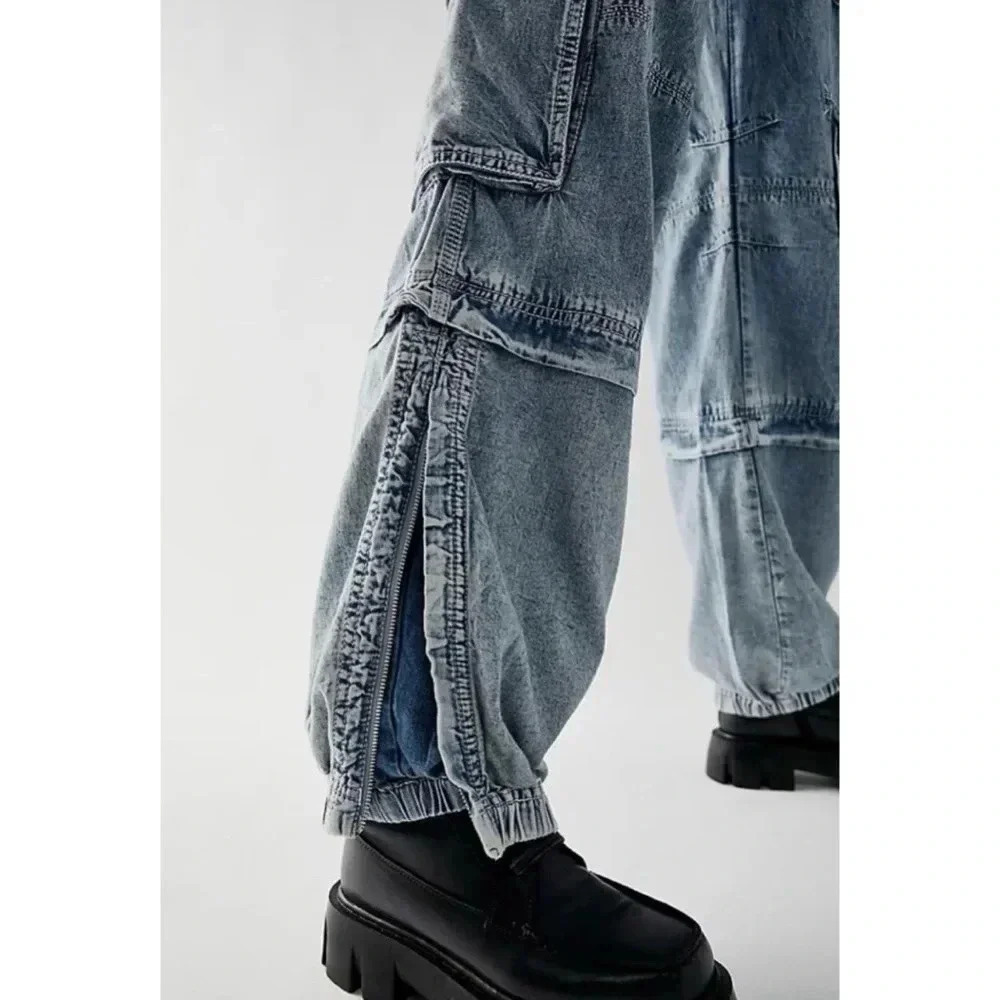 NWT Free People South Bay Wide-Leg Drawstring Jeans Blue XL - Picture 7 of 17